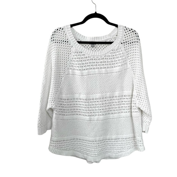 aerie Sweaters - AERIE White Cotton Crochet Open Knit Sweater L
